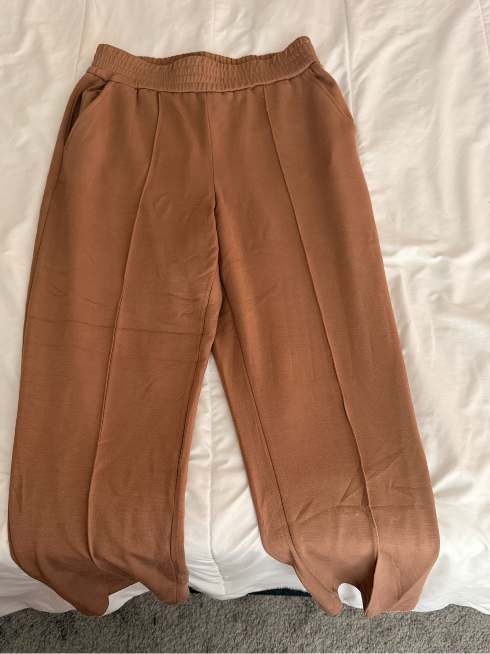 High-Waist Brown Women's Jogger Pants with Elastic Waist